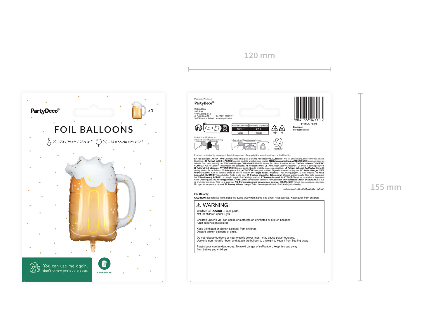 Folieballong, Ölglas, 66cm