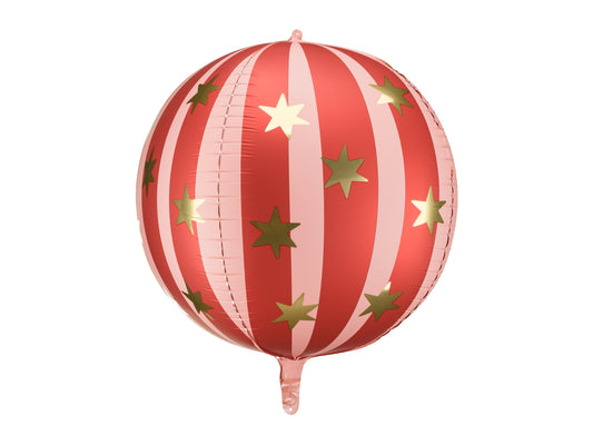 Folieballong, Randig, 50cm, Röd