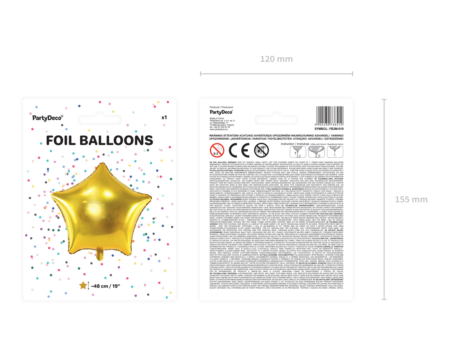 Foileballong Stjärna, 48cm, Guld