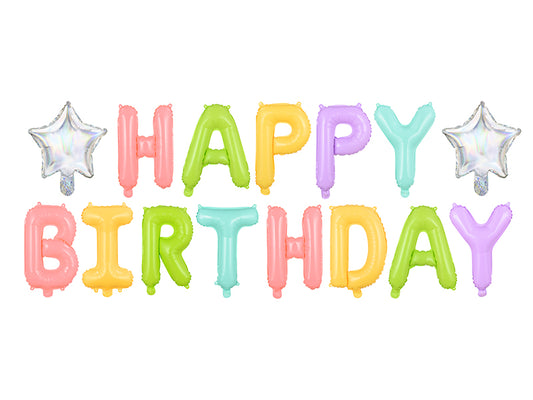 Folieballong, Happy Birthday, Färgglad
