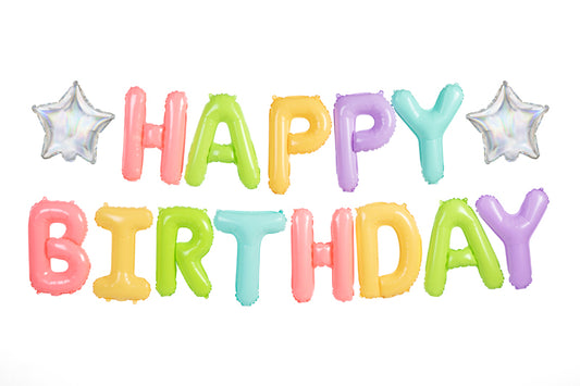Folieballong, Happy Birthday, Färgglad