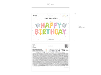 Folieballong, Happy Birthday, Färgglad