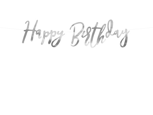 Banner, Happy Birthday Silver, 62cm