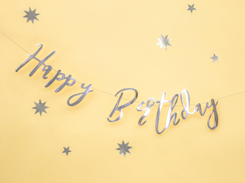 Banner, Happy Birthday Silver, 62cm