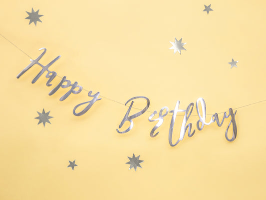 Banner, Happy Birthday Silver, 62cm