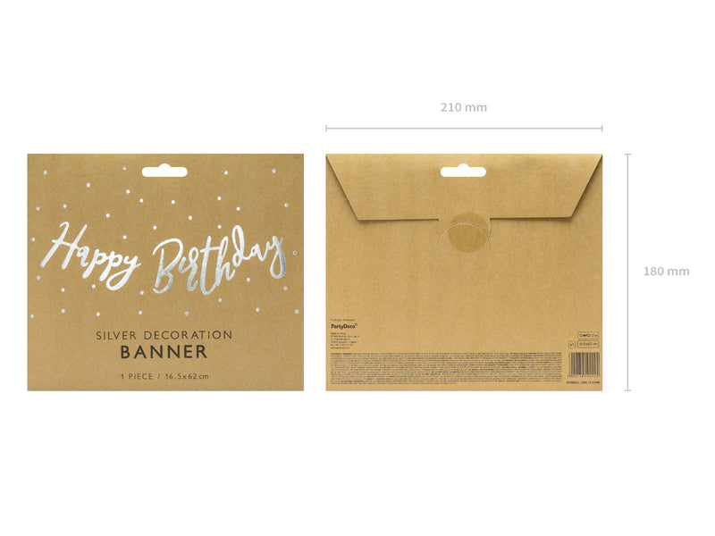 Banner, Happy Birthday Silver, 62cm