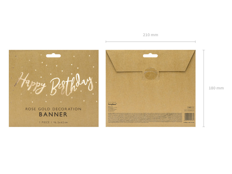 Banner, Happy Birthday Guld, 62cm