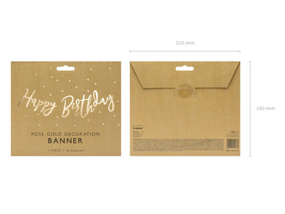 Banner, Happy Birthday Guld, 62cm