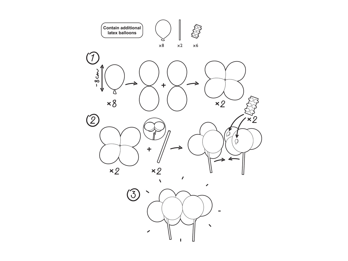 Cake Topper, Ballonger Rosa