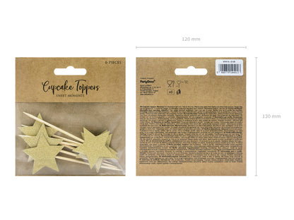 Cake Toppers, Stjärna, 6-pack