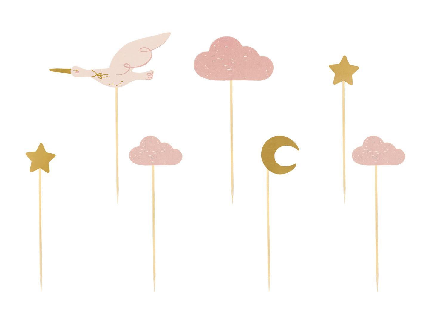 Cake Toppers, Stork, 7-pack