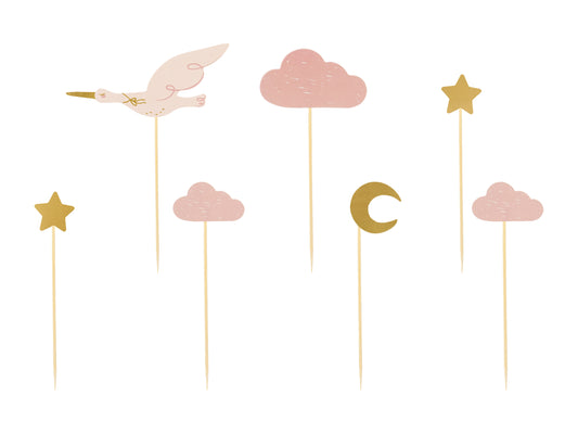 Cake Toppers, Stork, 7-pack