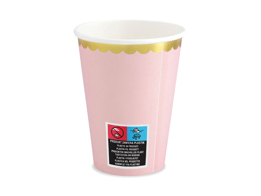Pappersmugg, Rosa, 6-pack