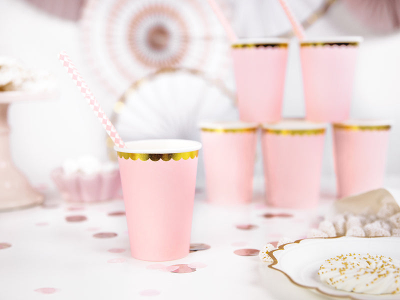 Pappersmugg, Rosa, 6-pack