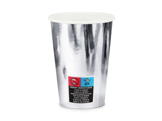 Pappersmugg, Silver, 6-pack