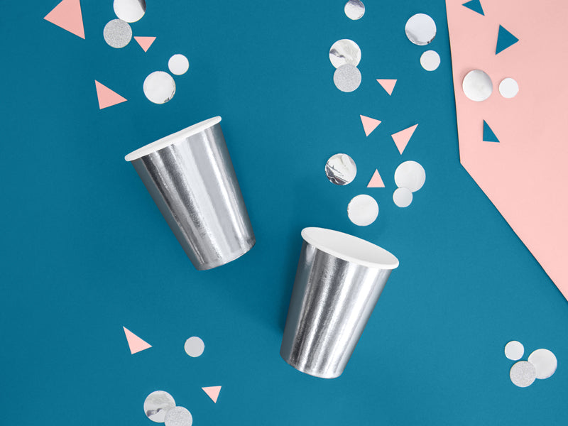 Pappersmugg, Silver, 6-pack