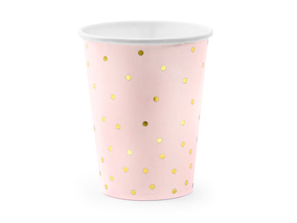 Pappersmugg, Rosa Prickig, 6-pack