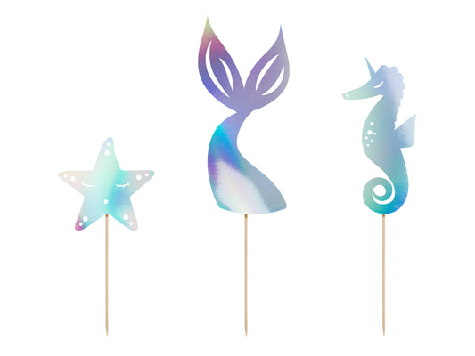 Cake Toppers, Mermaid, 3-pack