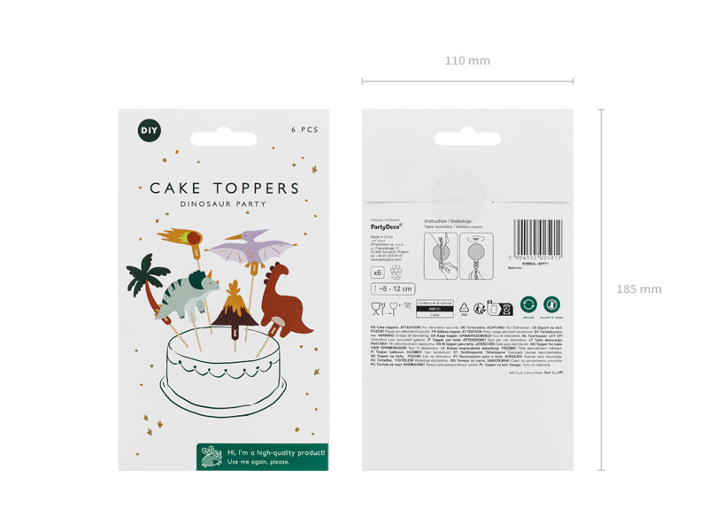 Cake Toppers, Dinosaurier, 6-pack