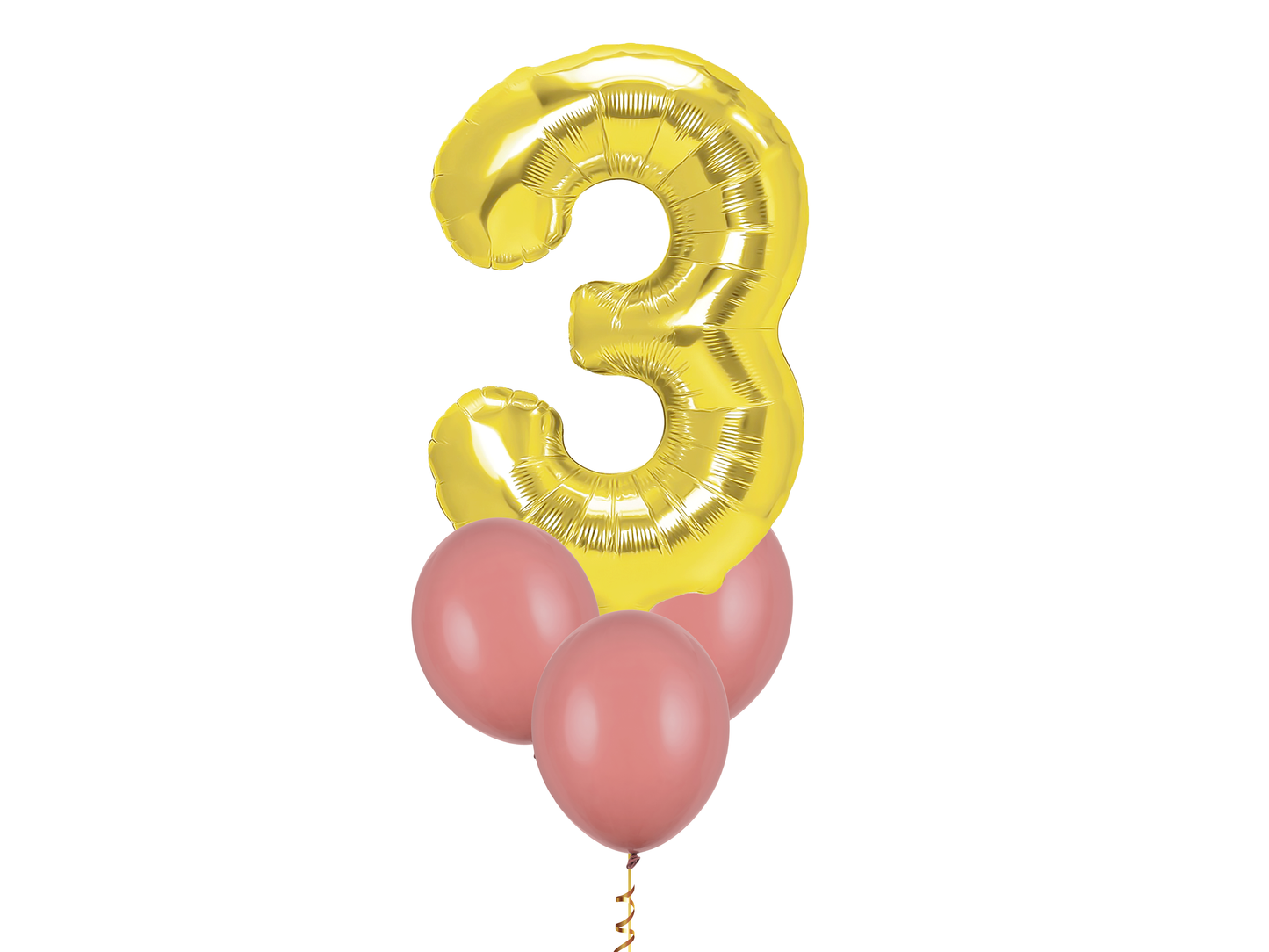 Heliumballong 1 siffra Guld + 3 valfria latexballonger