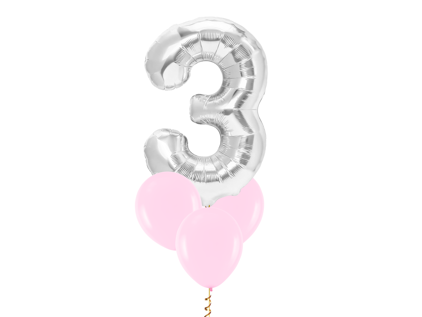 Heliumballong 1 siffra Silver + 3 valfria latexballonger