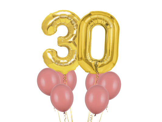 Heliumballong 2 siffror + ros ballonger (VÄLJ SIFFROR)