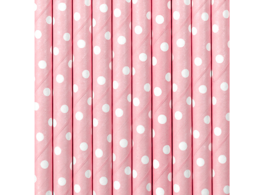 Sugrör, Rosa/Prickig, 10-pack