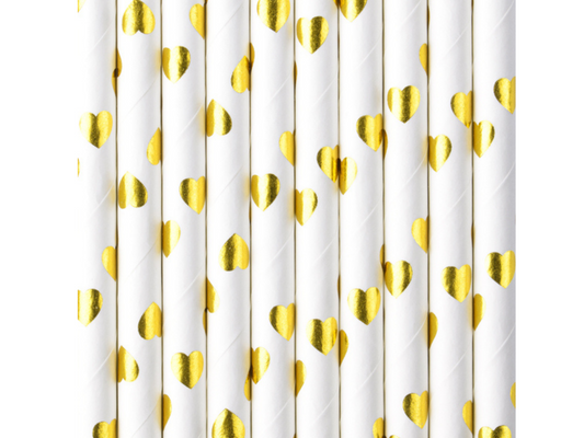 Sugrör, Guld/Prickig, 10-pack