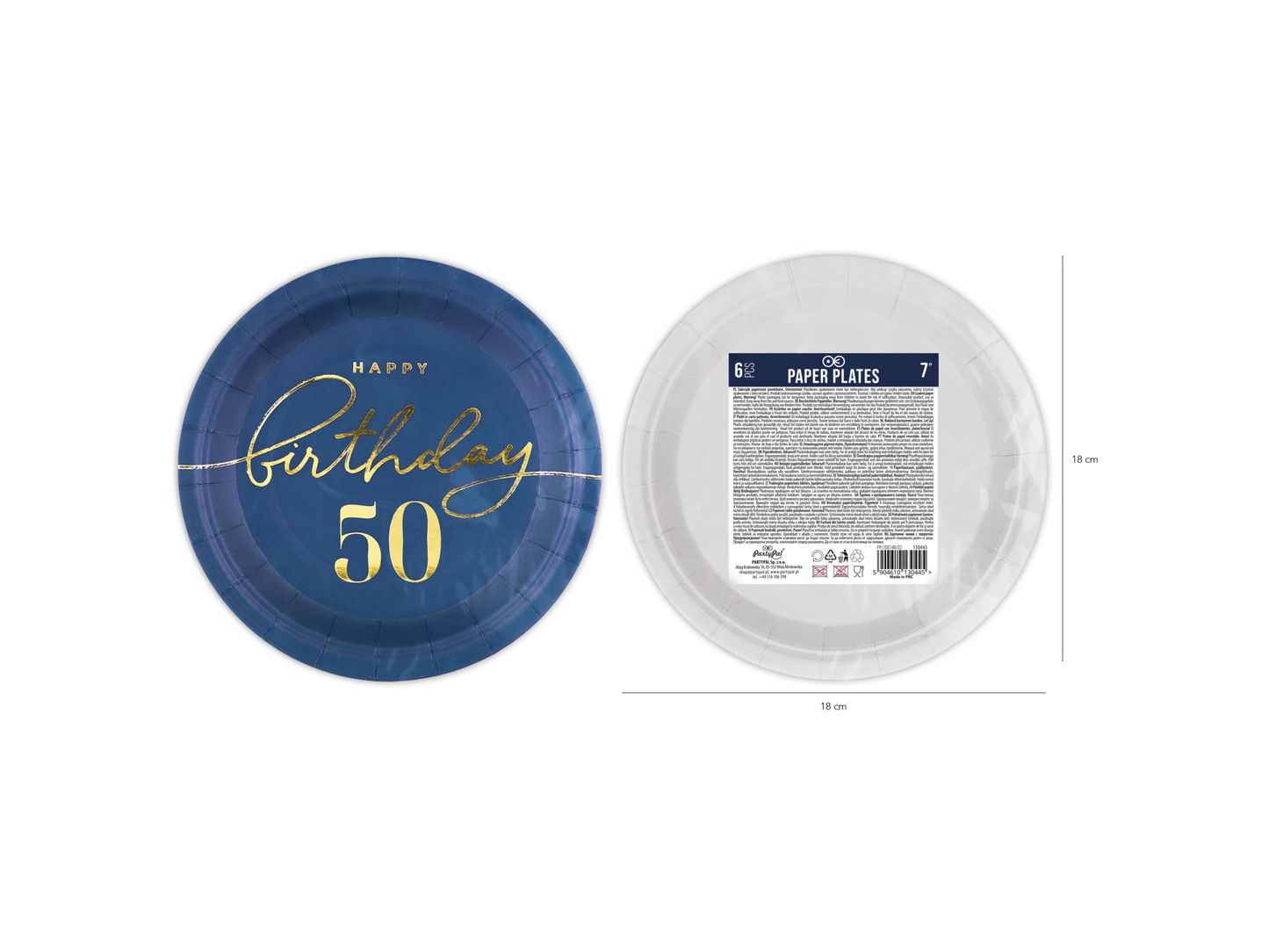 Papperstallrik, 50 Marinblå, 6-pack