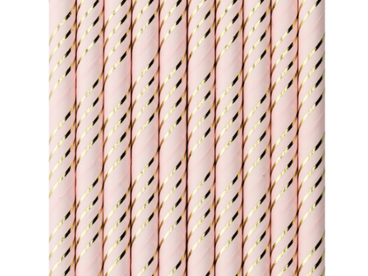 Sugrör, Rosa/Guld, 10-pack