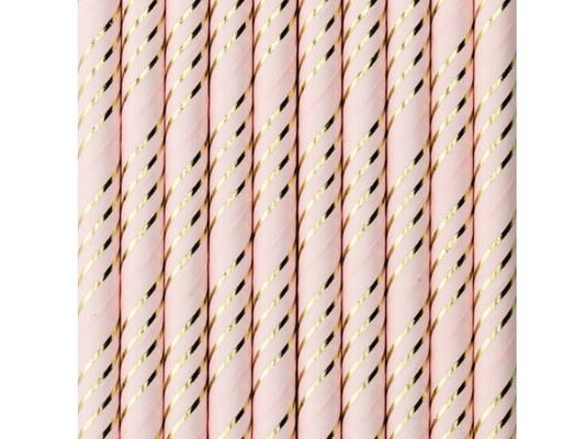 Sugrör, Rosa/Guld, 10-pack
