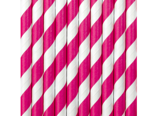 Sugrör, Rosa/Randig, 10-pack