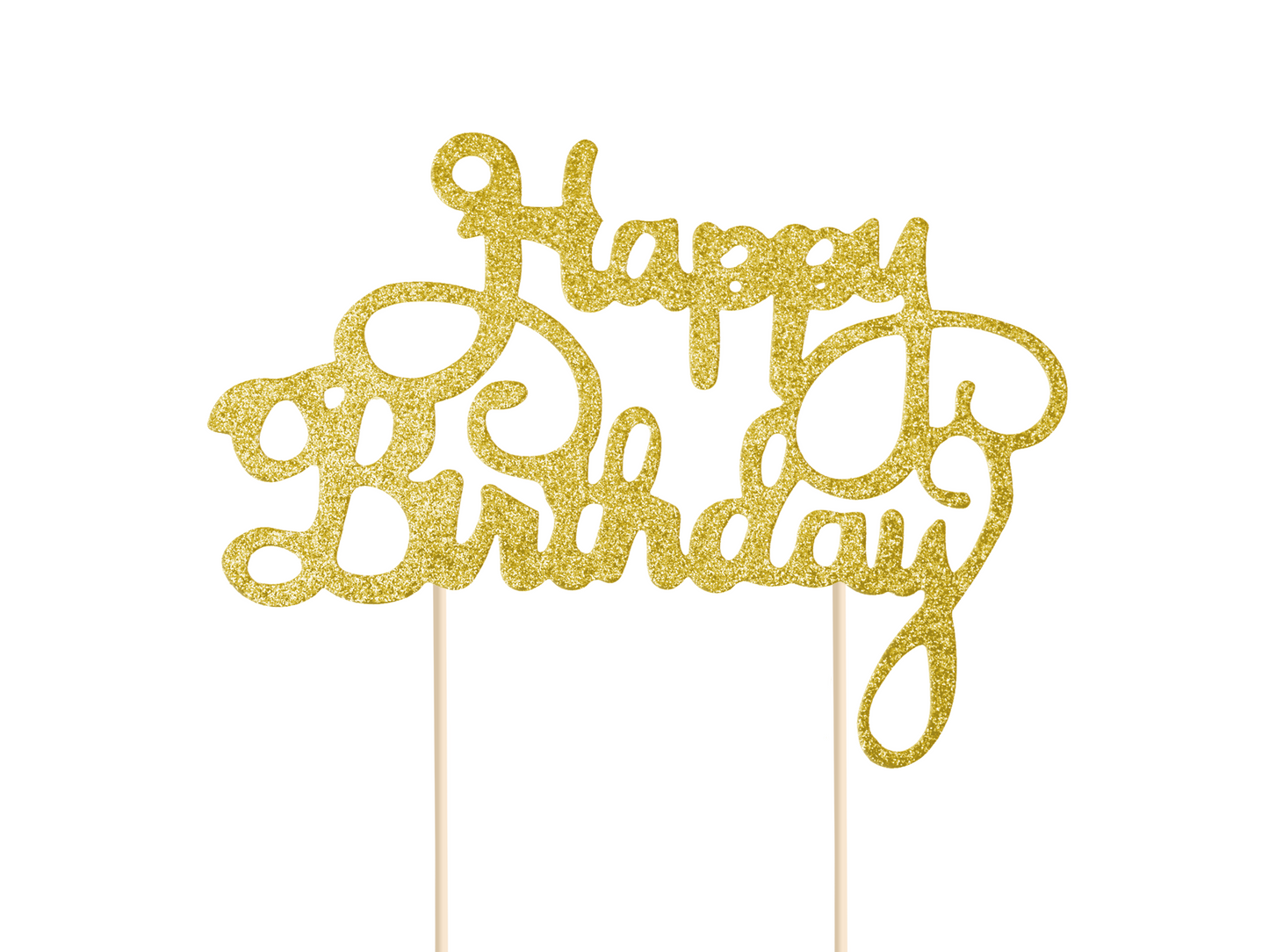 Cake Topper, Happy Birthday Guld