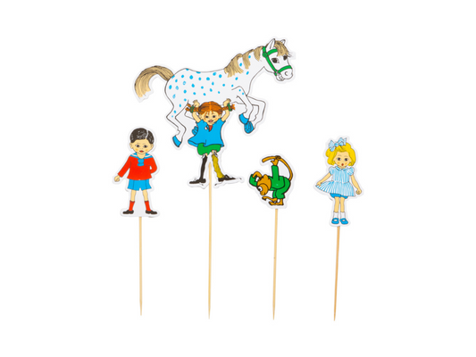 Cake Toppers, Pippi Långstrump, 4-pack