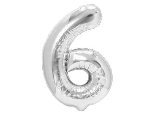 Sifferballong, 6, Silver, 70cm