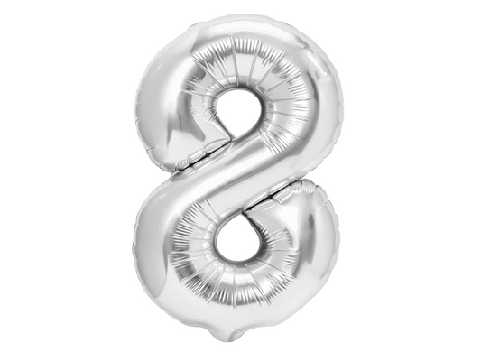 Sifferballong, 8, Silver, 70cm