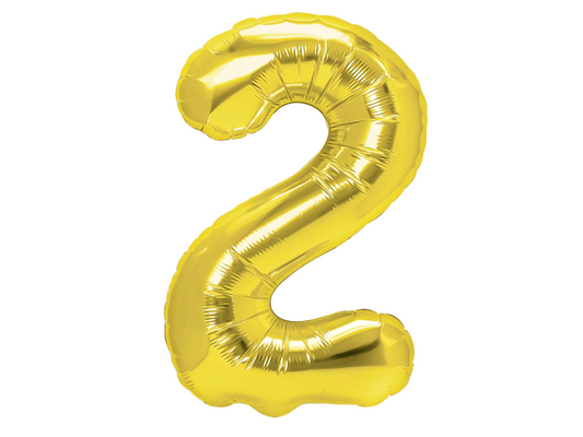 Sifferballong, 2, Guld, 70cm