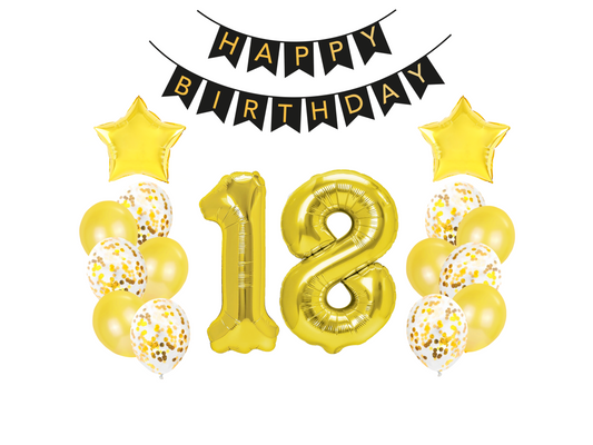 Ballonger, 18 år, Guld/Konfetti