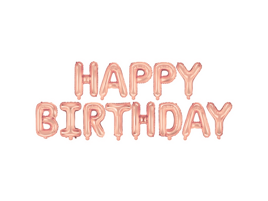 Folieballong, Happy Birthday, Roséguld