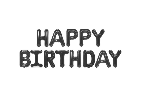 Folieballong, Happy Birthday, Svart