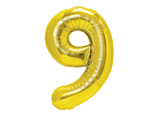 Sifferballong, 9, Guld, 70cm
