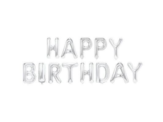 Folieballong, Happy Birthday, Silver
