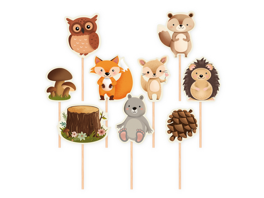 Cake Toppers, Forest Friends, 9-pack