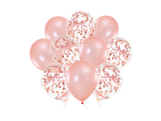 Konfettiballong, Roséguld, 10-pack