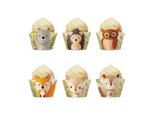 Dekoration till muffinformar, Forest Friends, 6-pack