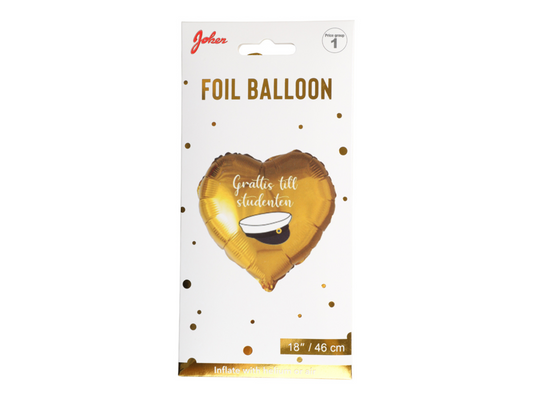 Folieballong, Studentmössa Hjärta, 46cm