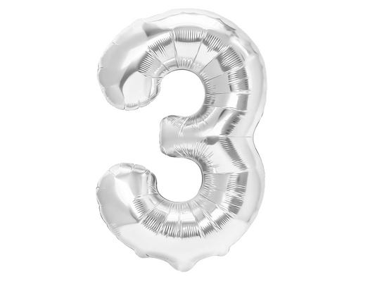 Sifferballong, 3, Silver, 70cm