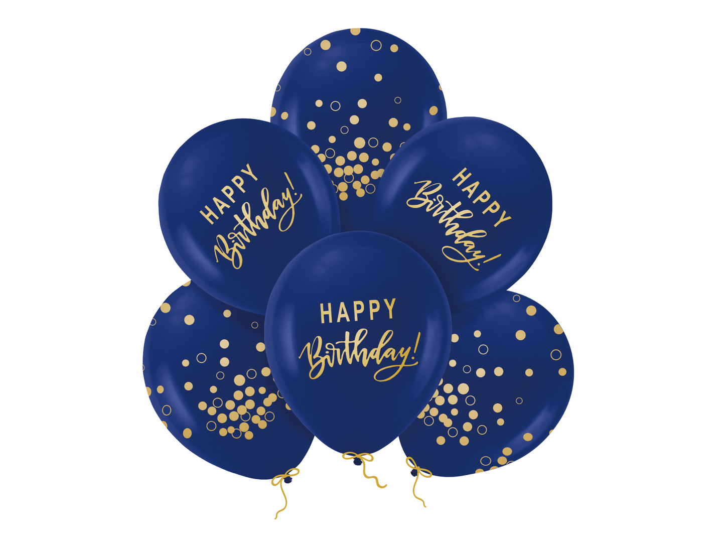 Ballonger, Happy Birthday Marinblå, 6-pack