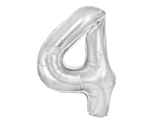 Sifferballong, 4, Silver, 70cm