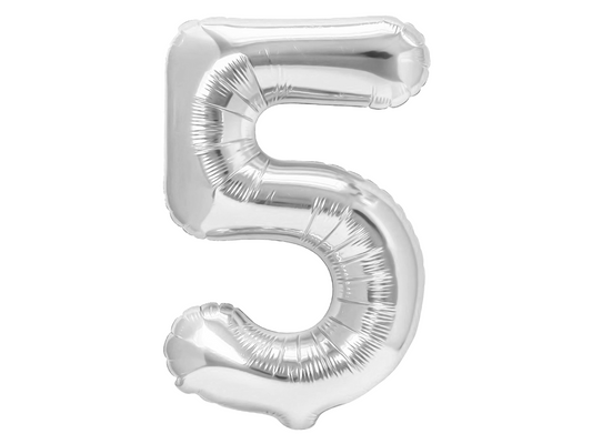 Sifferballong, 5, Silver, 70cm